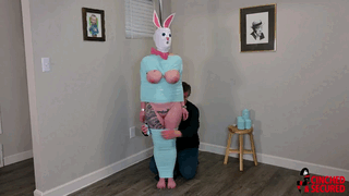 www.cinchedandsecured.com - Creepster Bunny stripped, shackled, mummified and clamped thumbnail